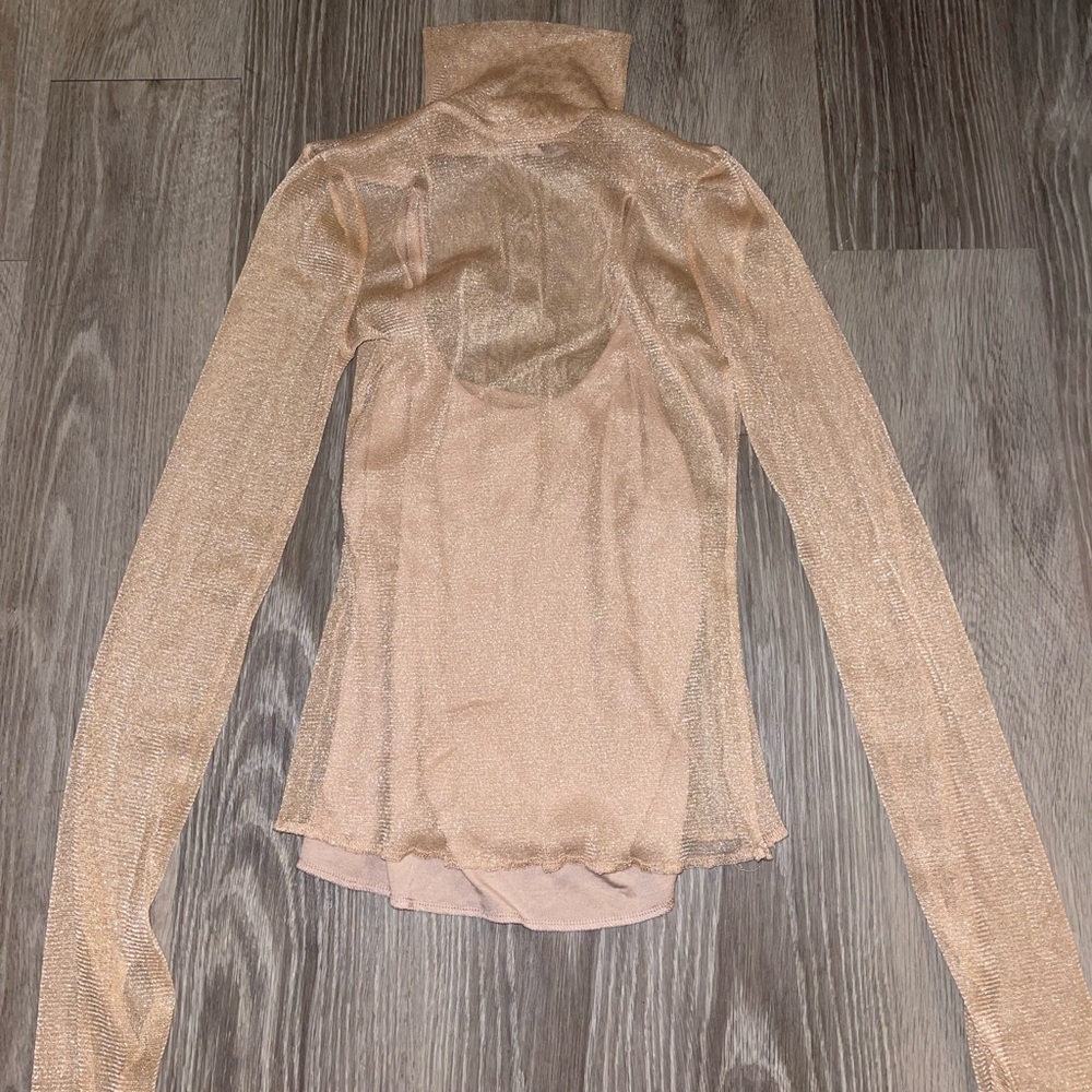 sheer tan long sleeve with cami attached